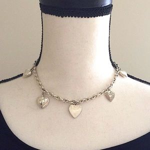 Carolee Silver Tone Necklace with Heart Charms